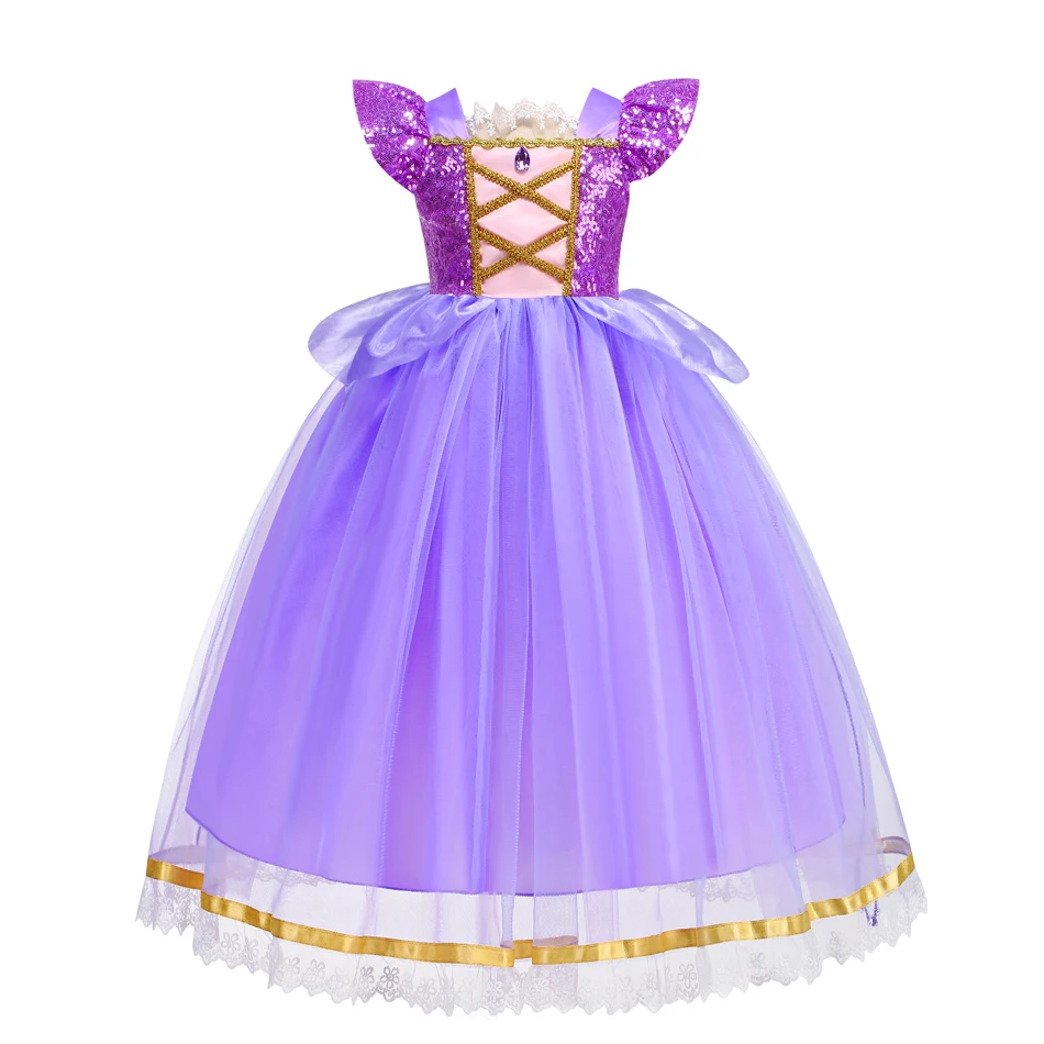 Gaun Cinderella kostum Cosplay Rapunzel anak-anak gaun Belle ulang tahun anak perempuan 4 5 6 7 8 9 10 tahun