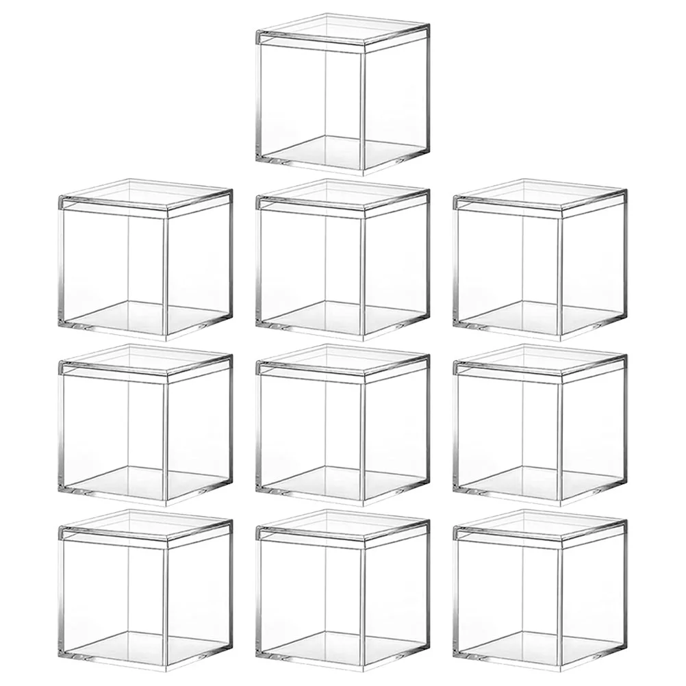 

10 Pcs Acrylic Packaging Box Clear Boxes for Favors Small Candy Case Wrapping Bead Jewelry with Lids Container