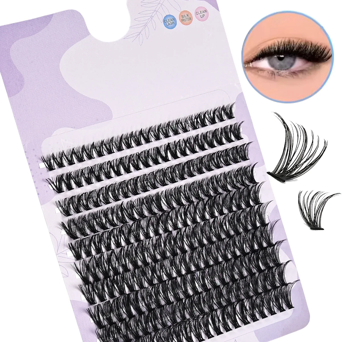 200-teiliges Wimperncluster-Set, Wispy Volume Lashes 8–16 mm D Curl, flauschiger natürlicher Look, DIY-Wimpernverlängerung, wiederverwendbar