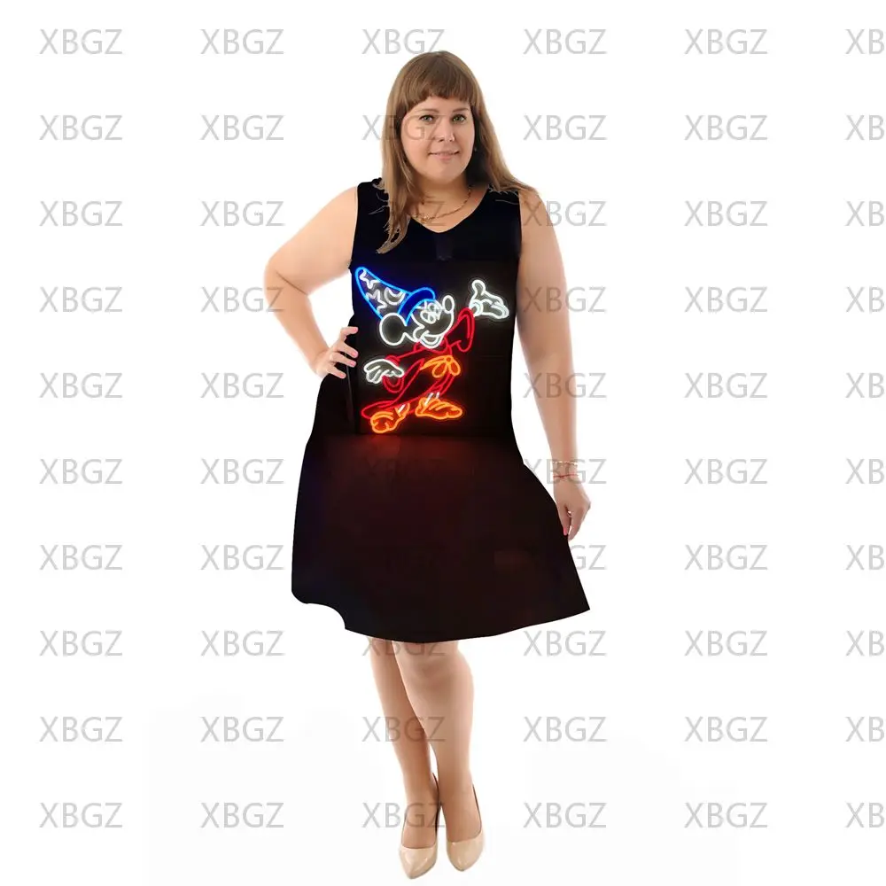 Sexy vestidos de tamanho grande para mulher 4xl 5xl 6xl vestido de praia elegante gordinho minnie mouse chique mulher mickey verão 2022 boho disney