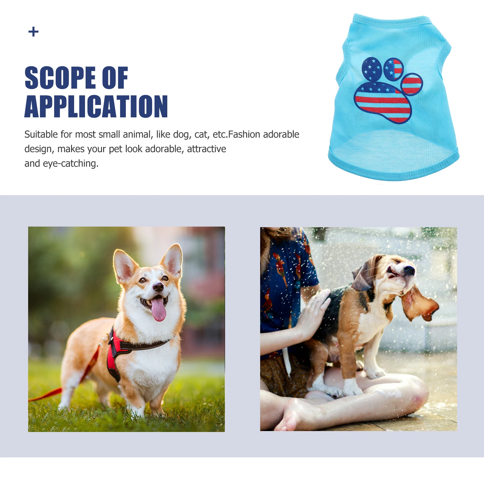 

Clothes American Flag Printed Dog Shirt T Shirt XS Size Pet Vest Breathable Puppy Clothes Cotton Party Costume