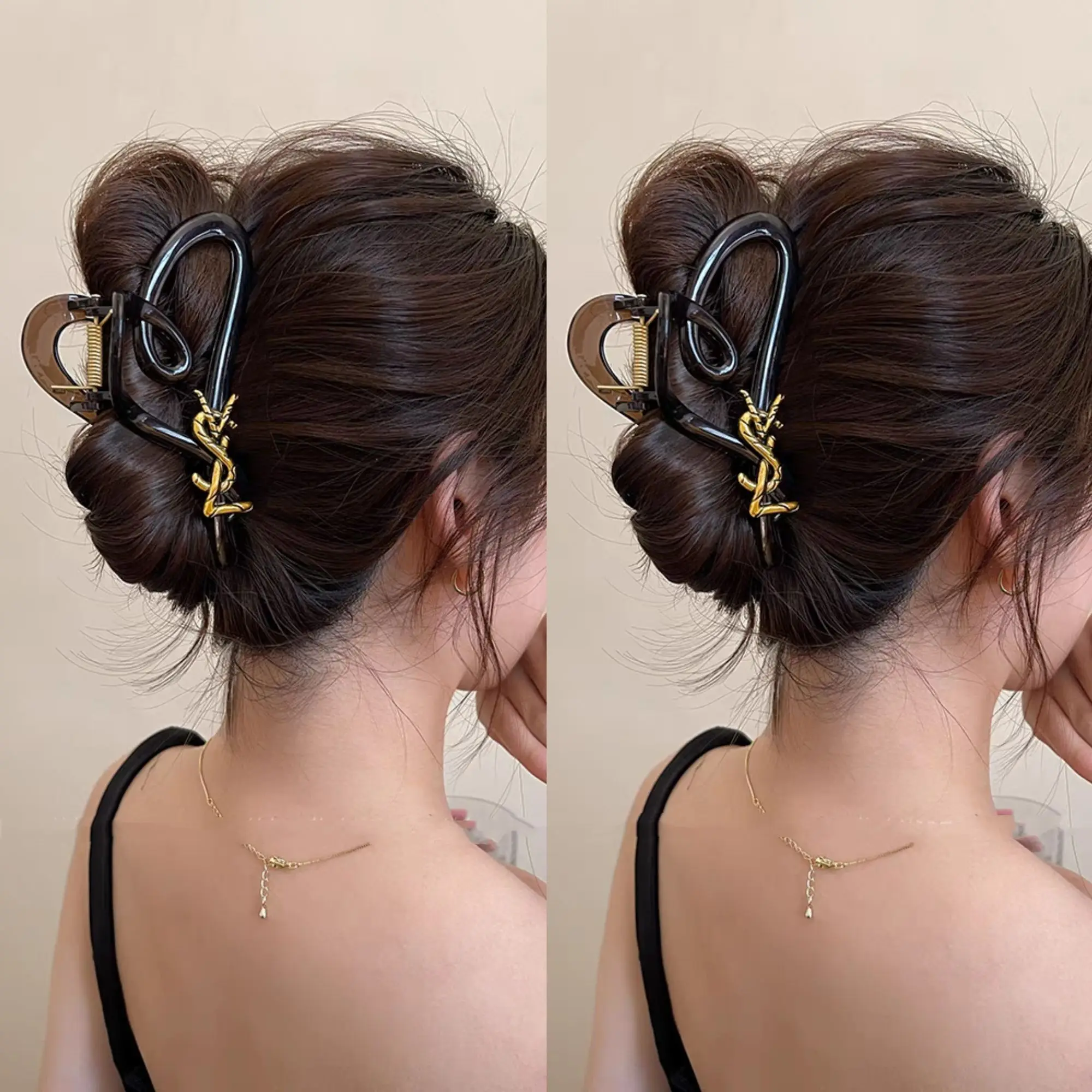 2025 novo feminino acrílico clipe de cabelo em forma de garra moda metal letra design grande tubarão clipe de cabelo decoração elegante clipe de cabelo moda