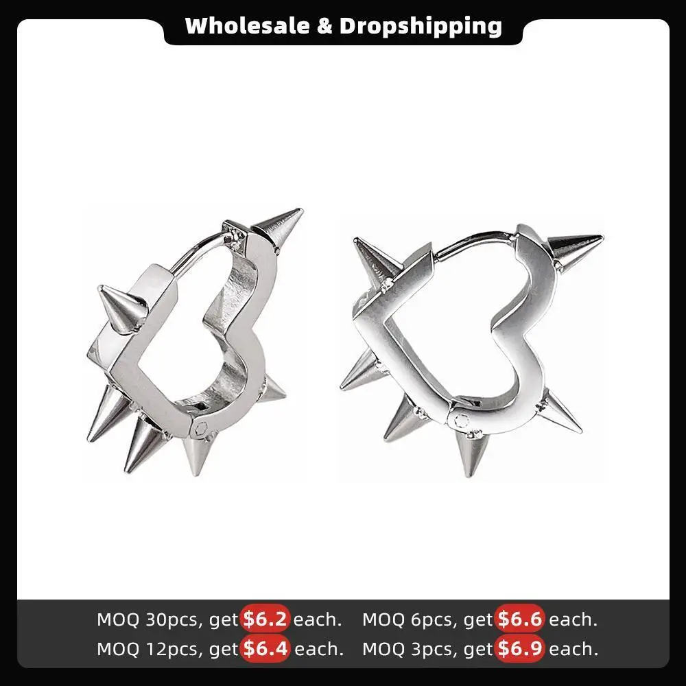 ENFASHION Spike Heart Shape Earring Stainless Steel Silver Color Hoop Earrings Pendientes Mujer Fashion Jewelry Party E221369