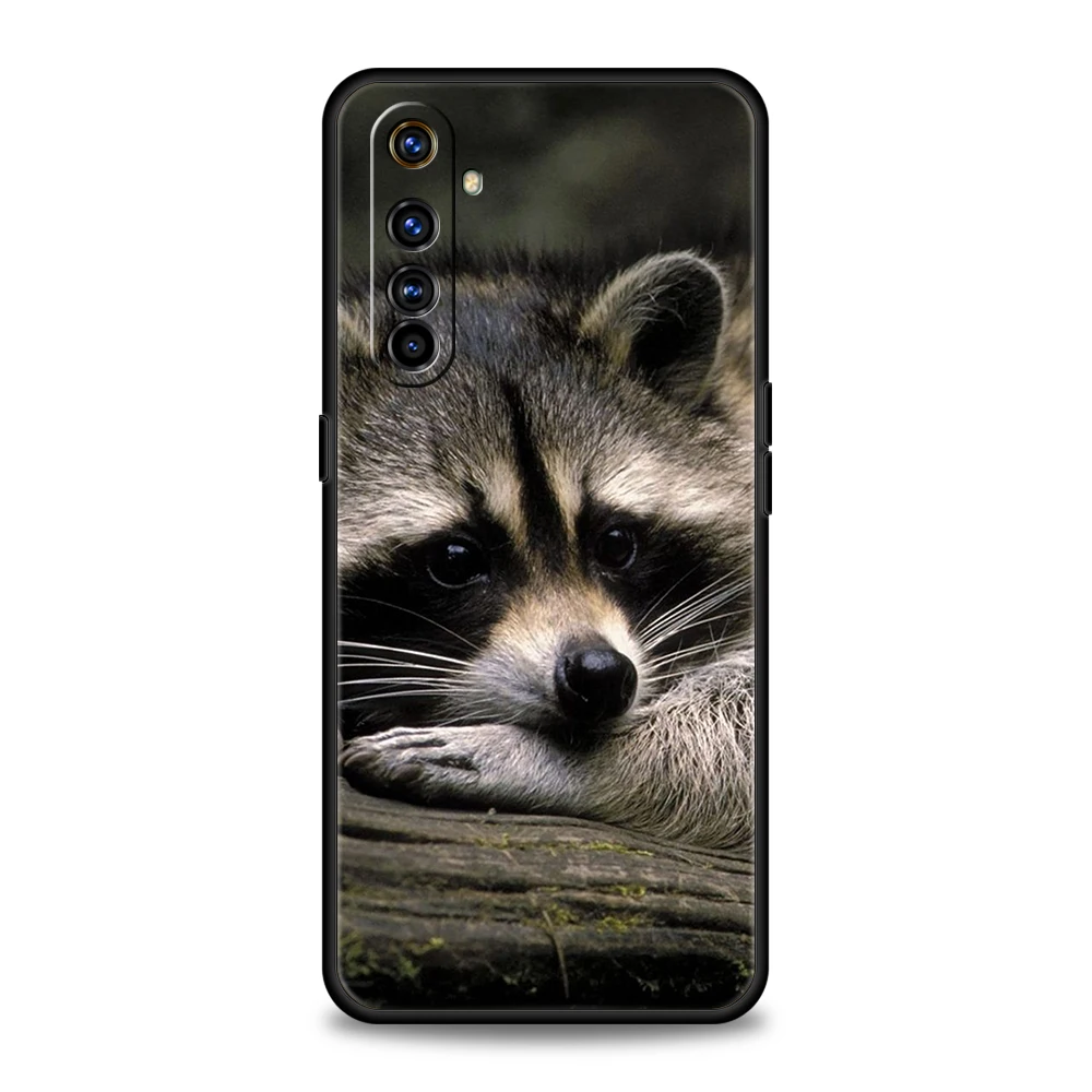 Cute Animal Raccoon Phone Case for Realme 8 9 Pro Plus 8i 9i 6 7 GT2 C21 C25 C3 C11 11 Pro 5G Plus Shockproof Silicone Shell Bag