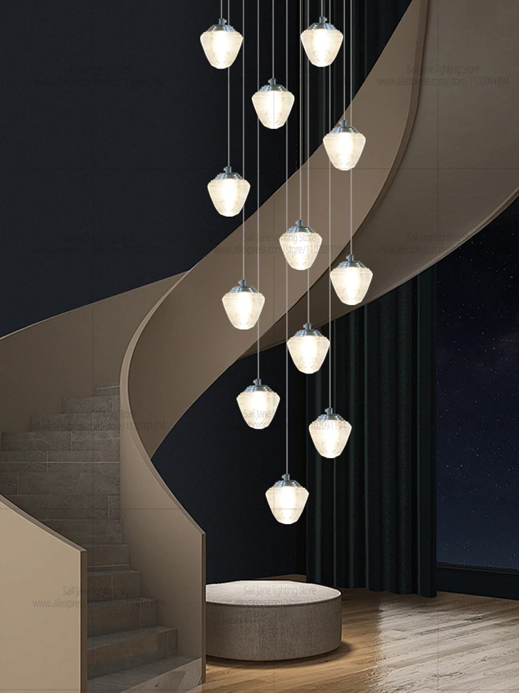 Modern Nordic LED Staircase Pendent Lamp Hanging Living Room Ceiling Light Designer Creative Dining