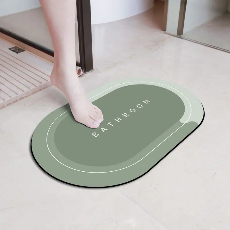 VIKAMA Minimalist Oval Diatom Mud Floor Mat Absorbency Non-Slip Bathroom Floor Mat Quick-Drying Bathroom Door Mat Home Decor