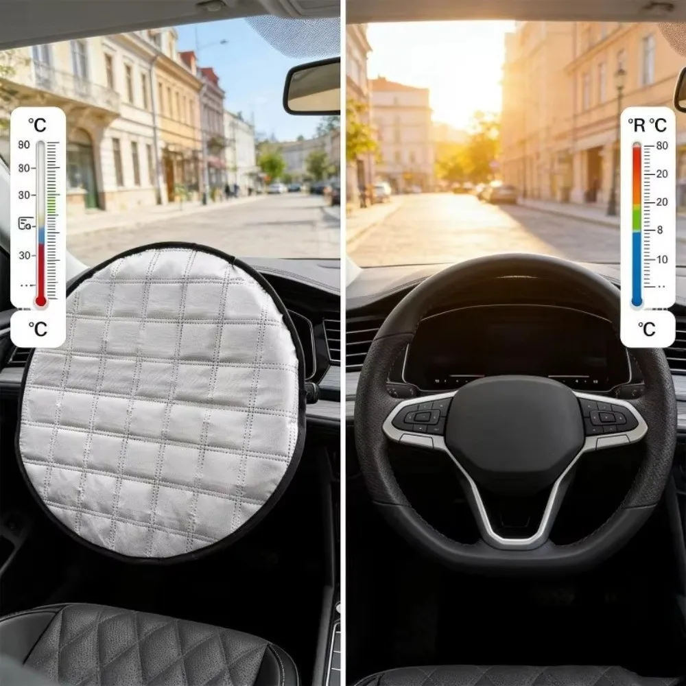44CM Car Steering Wheel Cover UV-Blocking Prevent Aging Sun Shade Cover Steering Sun Protection Cover Sun Visor Protector