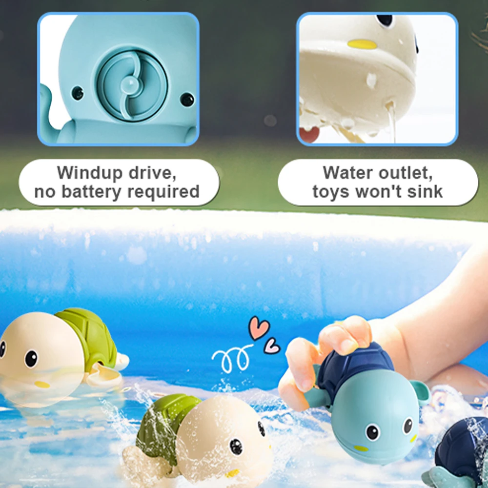 2PCS Baby Bad Spielzeug Wasser Kette Uhrwerk Bade Nette Schwimmen Schildkröte Spielzeug Kleinkind Pool Strand Klassisches Spielzeug Für Kinder wasser Spielen