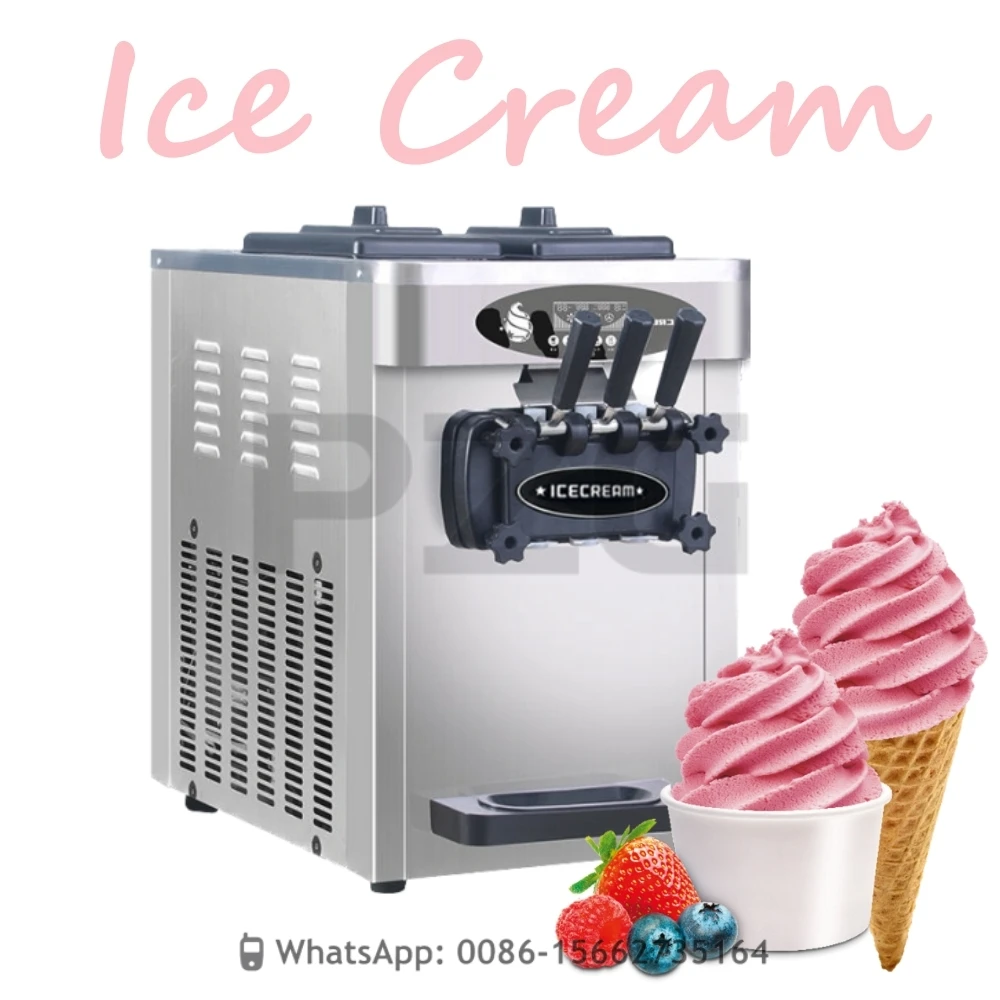 

18~22L/H Commercial Table Top Three Flavors Stainless Steel Soft Serve Ice Cream Machine For Sale