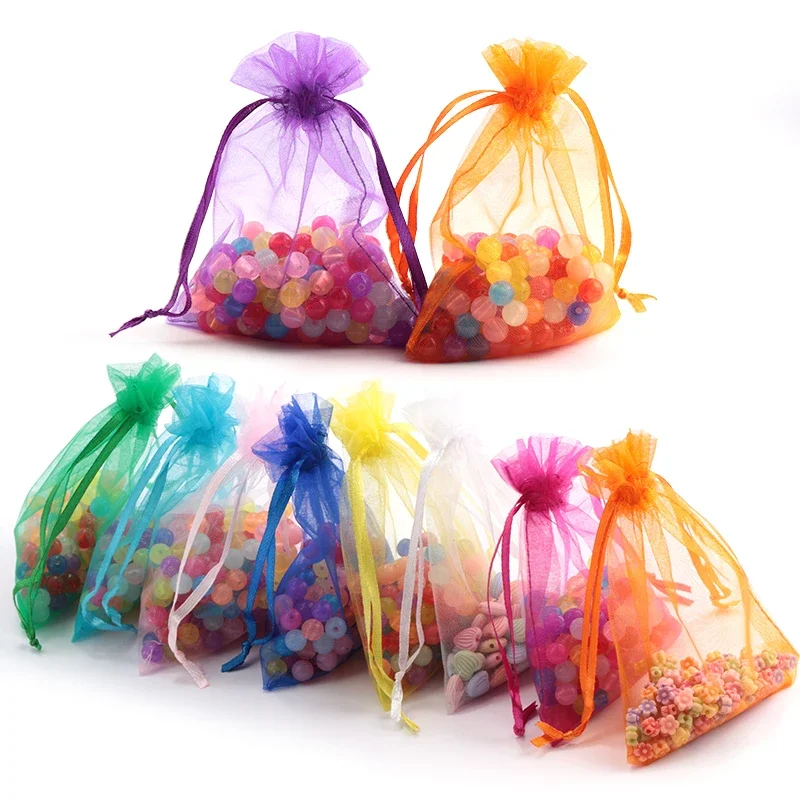 100pcs/lot 5*7cm organza bag Christmas wedding gift bag jewelry packing Display jewelry bag&pouch favor bags 23 colors optional