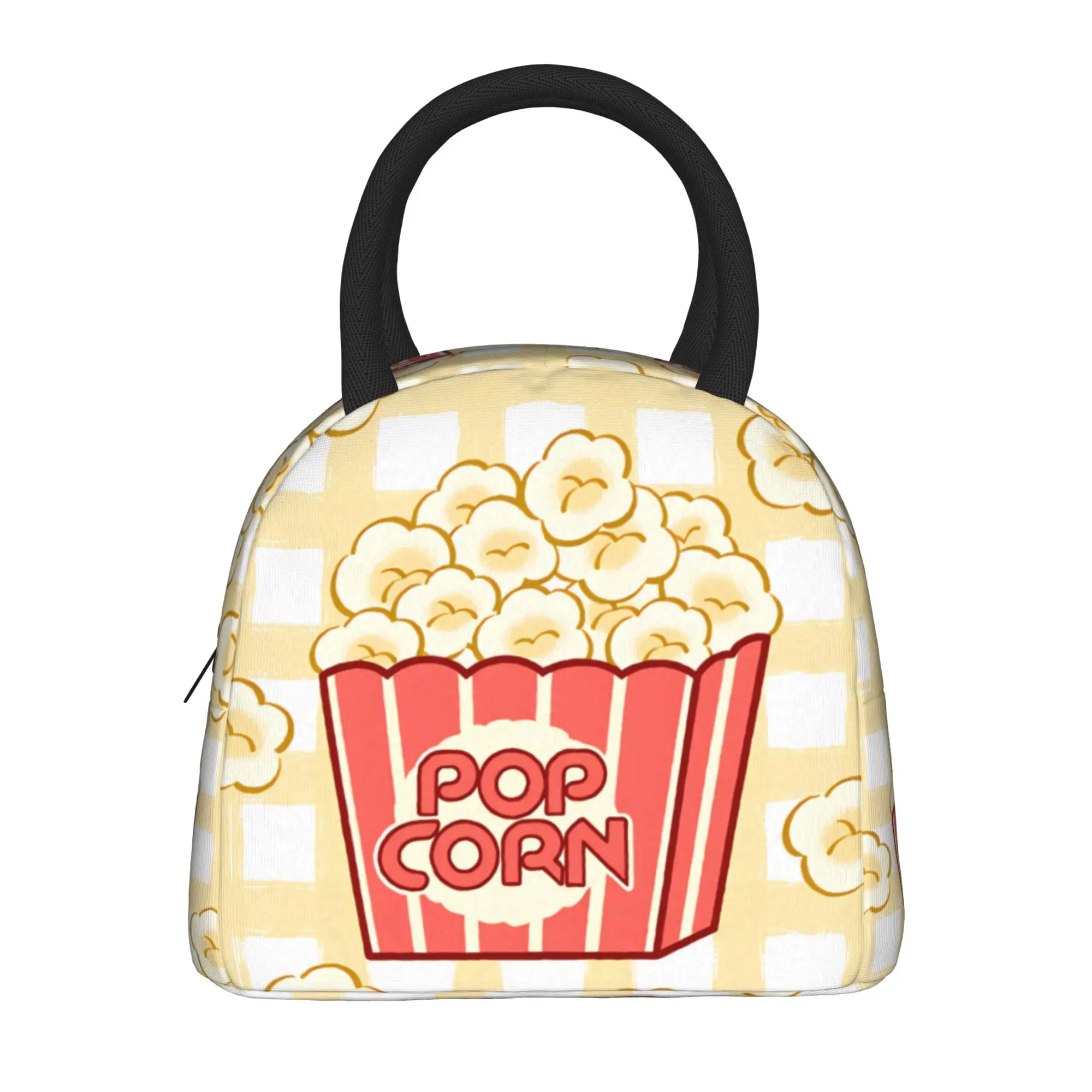 Popcorn Snack Theme Lunch Bag Lunch Box For Women Outdoor Picnic Portable Insulated Cooler Bag Waterproof Print Tote Food Bags