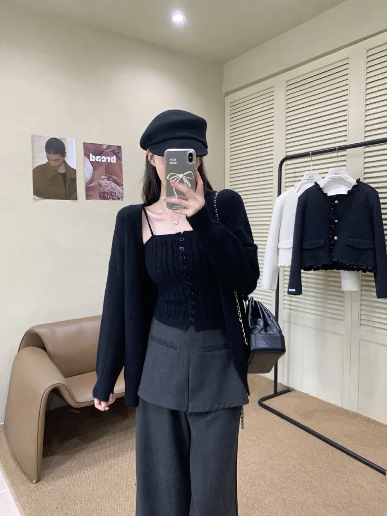 Ceco de Punto Hoado con Cuello en V, Estilo Informal para Otoño e Invierno, Moda Femenina, Hilo Trenzado, Prenda Exterio...