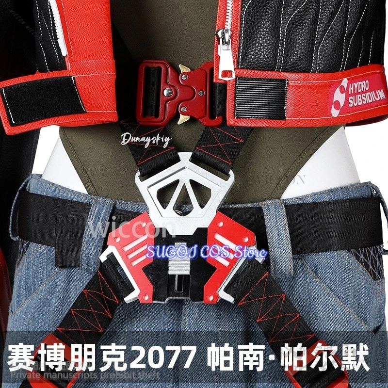 لعبة بانام بالمر كوسبلاي أنيمي سترات من الجلد باللونين الأحمر والأسود فاسق Y2K بنات موضة موحدة حزام شعر مستعار لحفلة الهالوين حسب الطلب