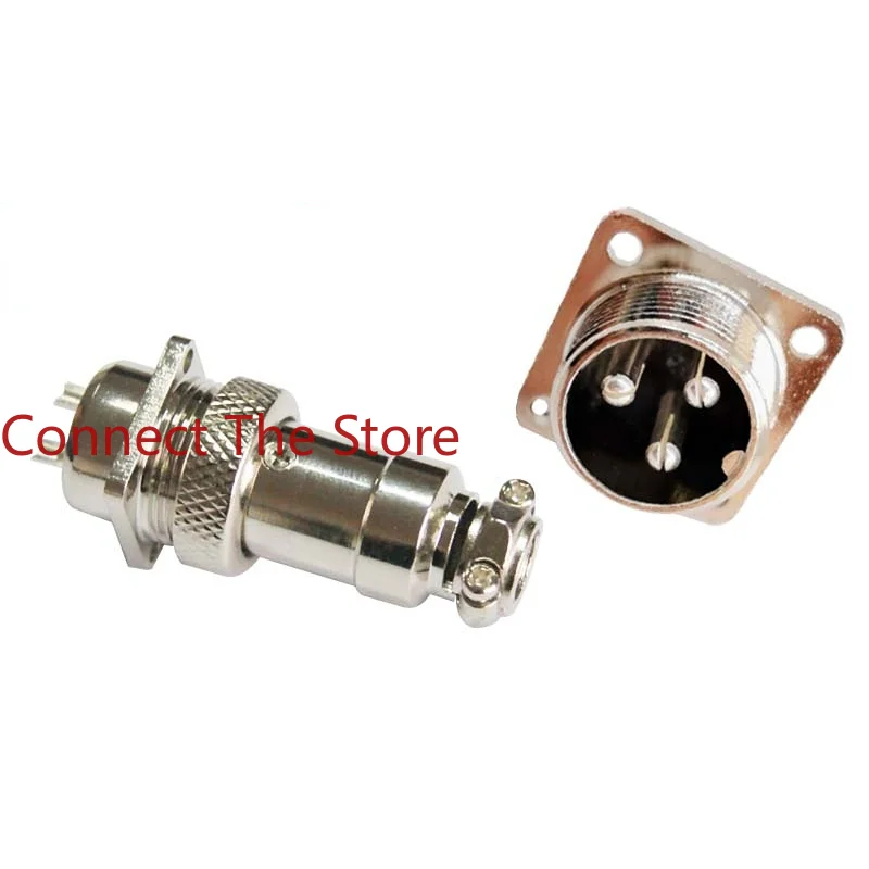 2PCS 4-pin Aviation Plug Connector 16M-4A/4H (4-core) GX16-4 Square Flange Socket  Head