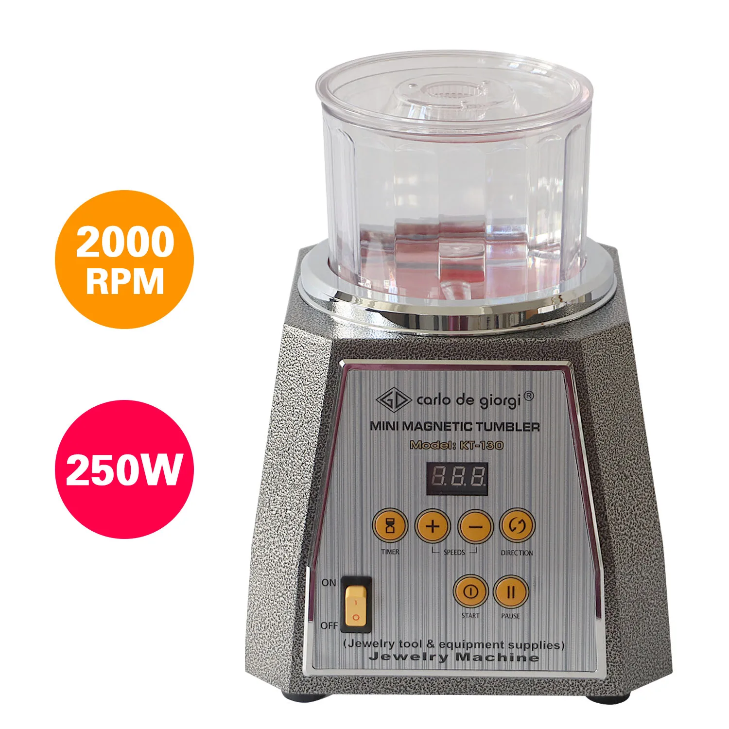 

KT-130 Magnetic Polishing Machine 250W 2000 RPM Jewelry Polisher Tumbler for Cleaning Deburring Finishing Stainless Steel Parts