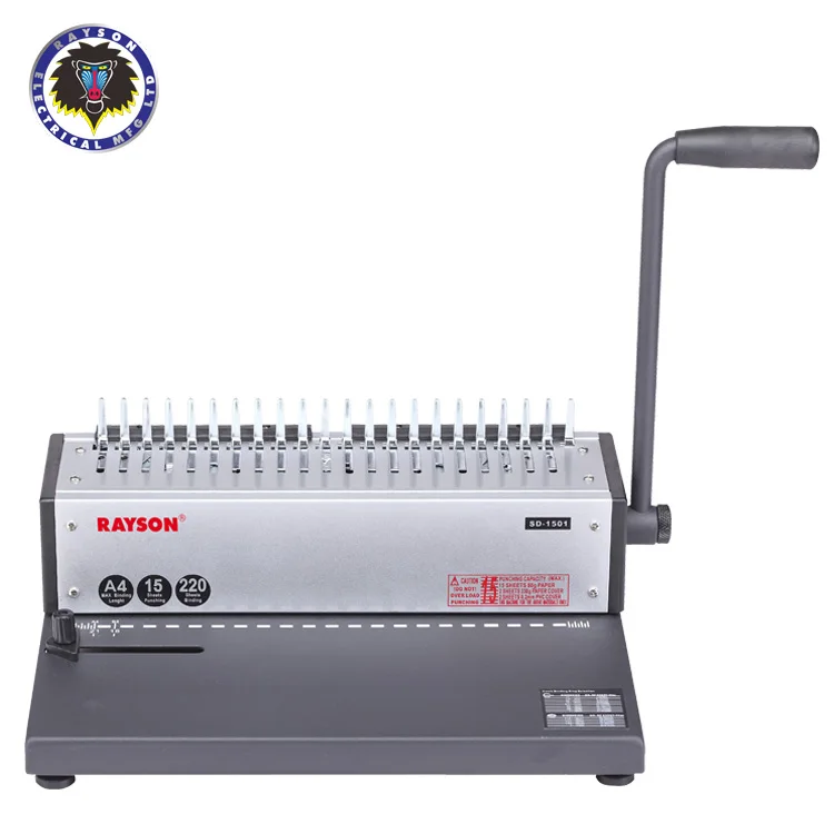 Customizable Manual SD-1501 21-Hole Comb Binding Machine Punches 15 Sheets/Bind 200 Sheets Sturdy Metal Construction Book Binder