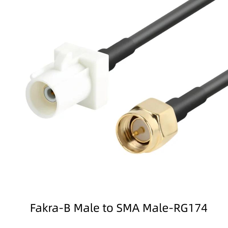 White Fakra-B to SMA male and female connector GPS antenna fakra extension line RG174 cable