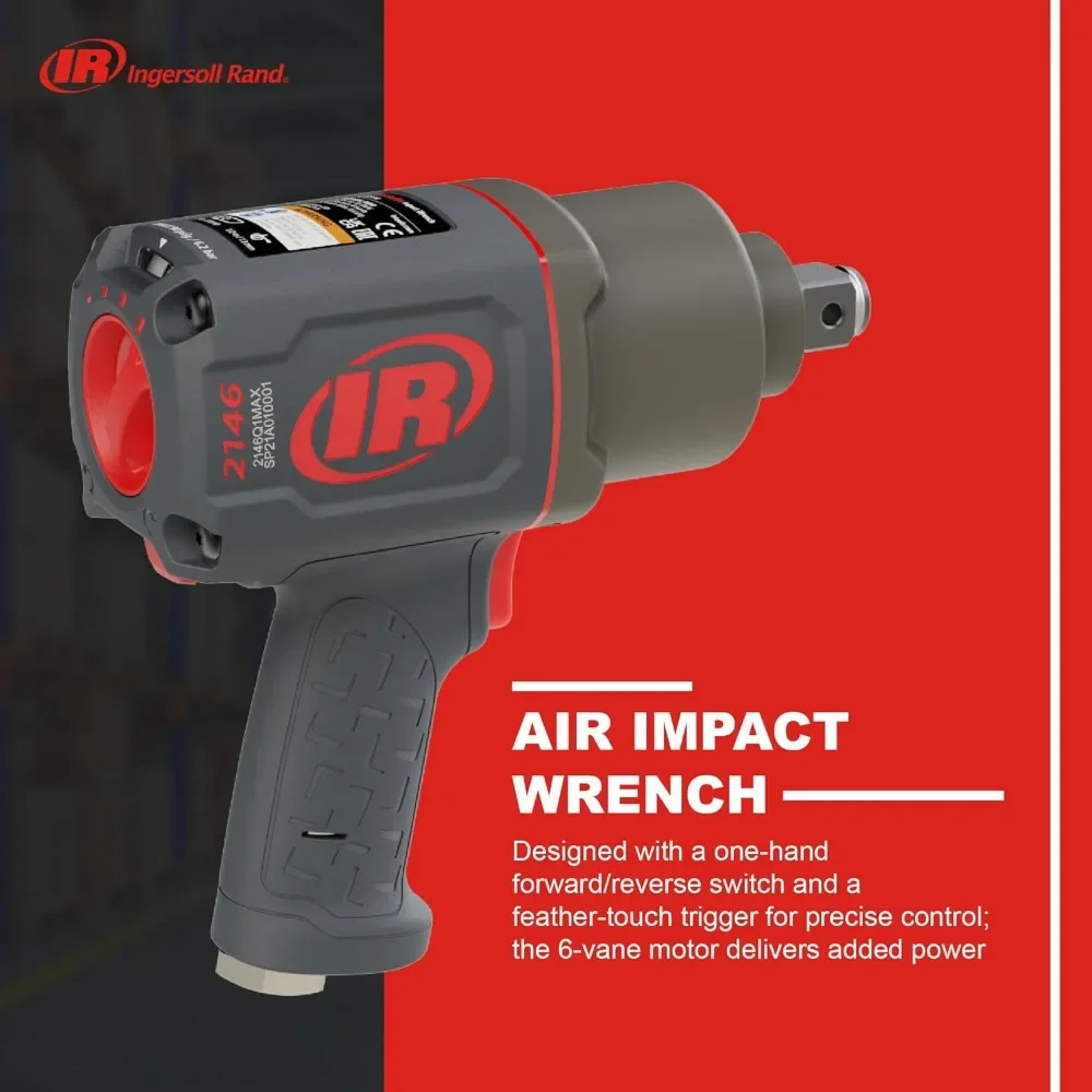 2146Q1MAX 3/4" Air Impact Wrench, Quiet, 2,000ft-lbs Nut-busting torque, Maintenance Duty, Pistol Grip