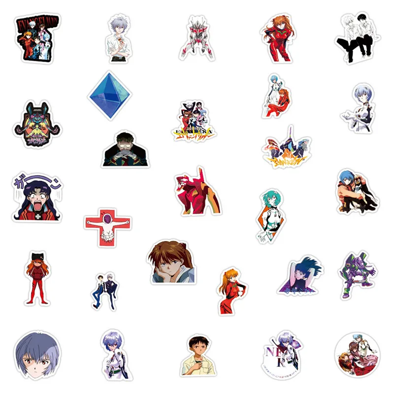 100PCS Neon Genesis Evangelion DIY Stickers Phone Trunk Refrigerator Waterproof Anime Stickers Anime Figure Image Toys Sticker