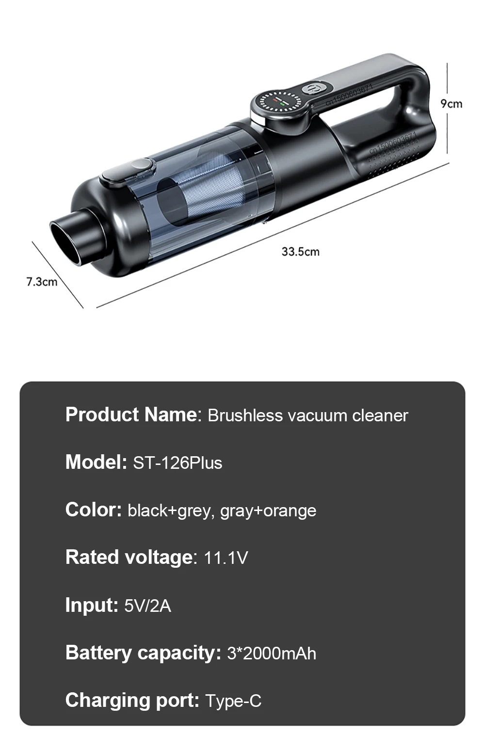 Auto-Staubsauger, kabelloser tragbarer Staubsauger, 17000PA, starke Saugkraft, USB wiederaufladbar, Handstaubsauger für das Auto, Gebläse – Detail 11