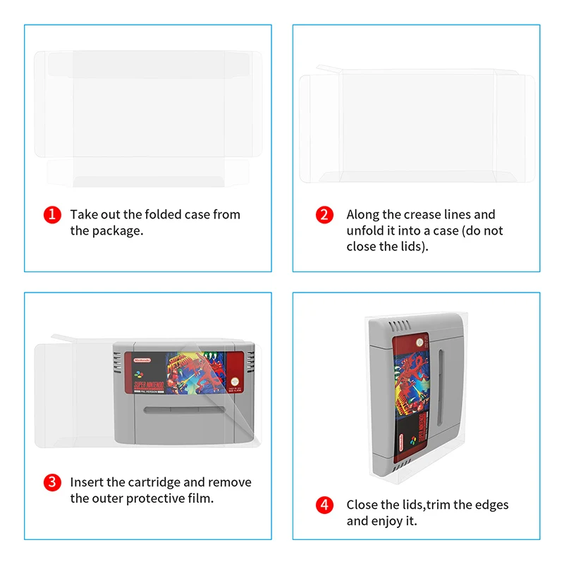Estuche Protector de cartucho de tarjeta transparente para juegos de mascotas, estuche Protector para juegos Super SNES PAL, vitrina, 10 unidades