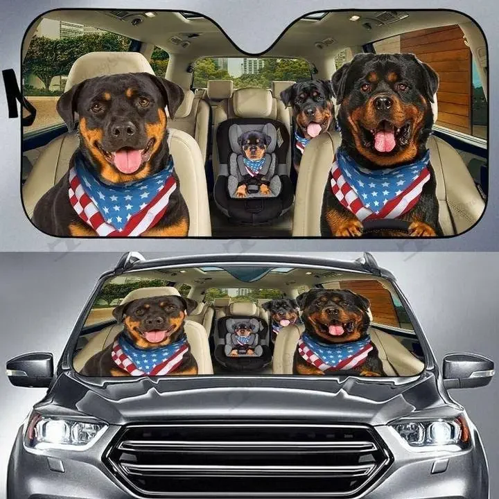 

Rottweilers Dog Family USA driving car windshield visor car windshield gift durable material car visor