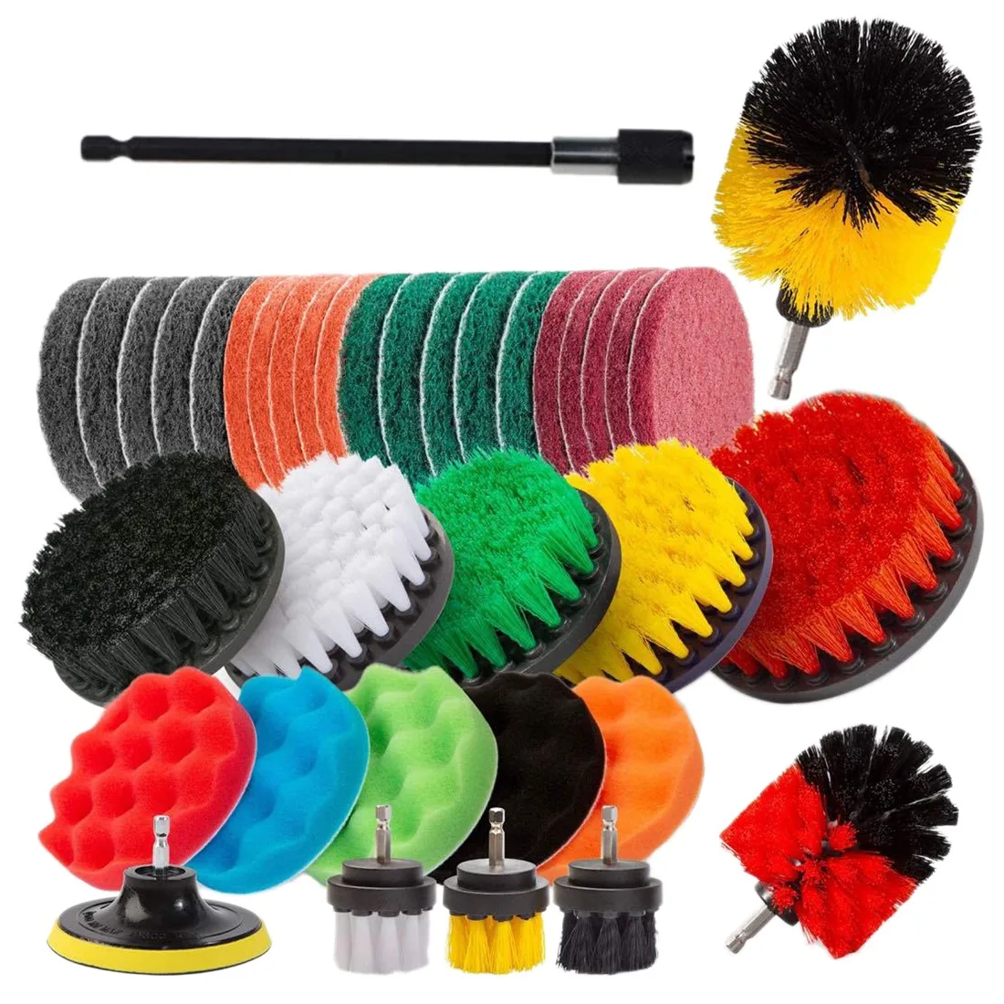 37 Pcs Drill Brush Attachments Set,Power Scrubber Brush with Extend Long Attachment All Purpose Clean for Car,