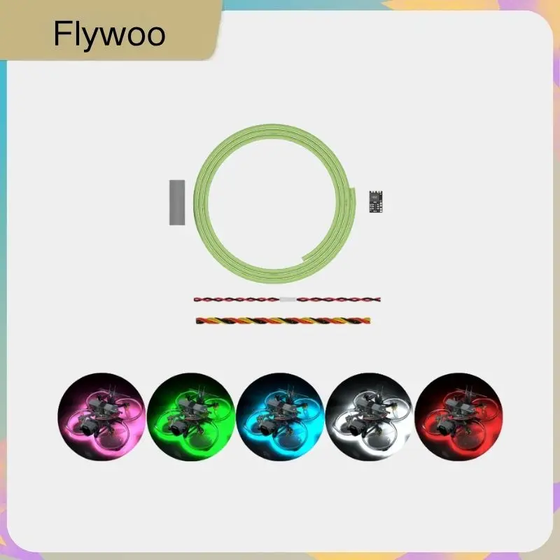 Tira de LED Flexible Flywoo con 3,3 V BEC 2,7mm de ancho 1M de longitud impermeable para Dron FPV piezas de luz voladora nocturna DIY