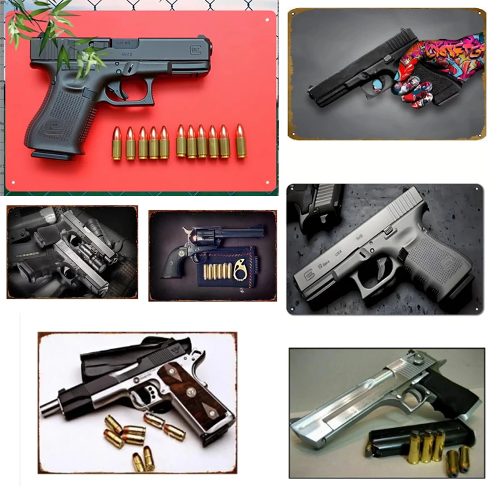 Metal Sign Firearm Inspired Wall Art Tactical Style Print Decor for Man Cave Gun Shop Workshop,Gun Enthusiast Home Display