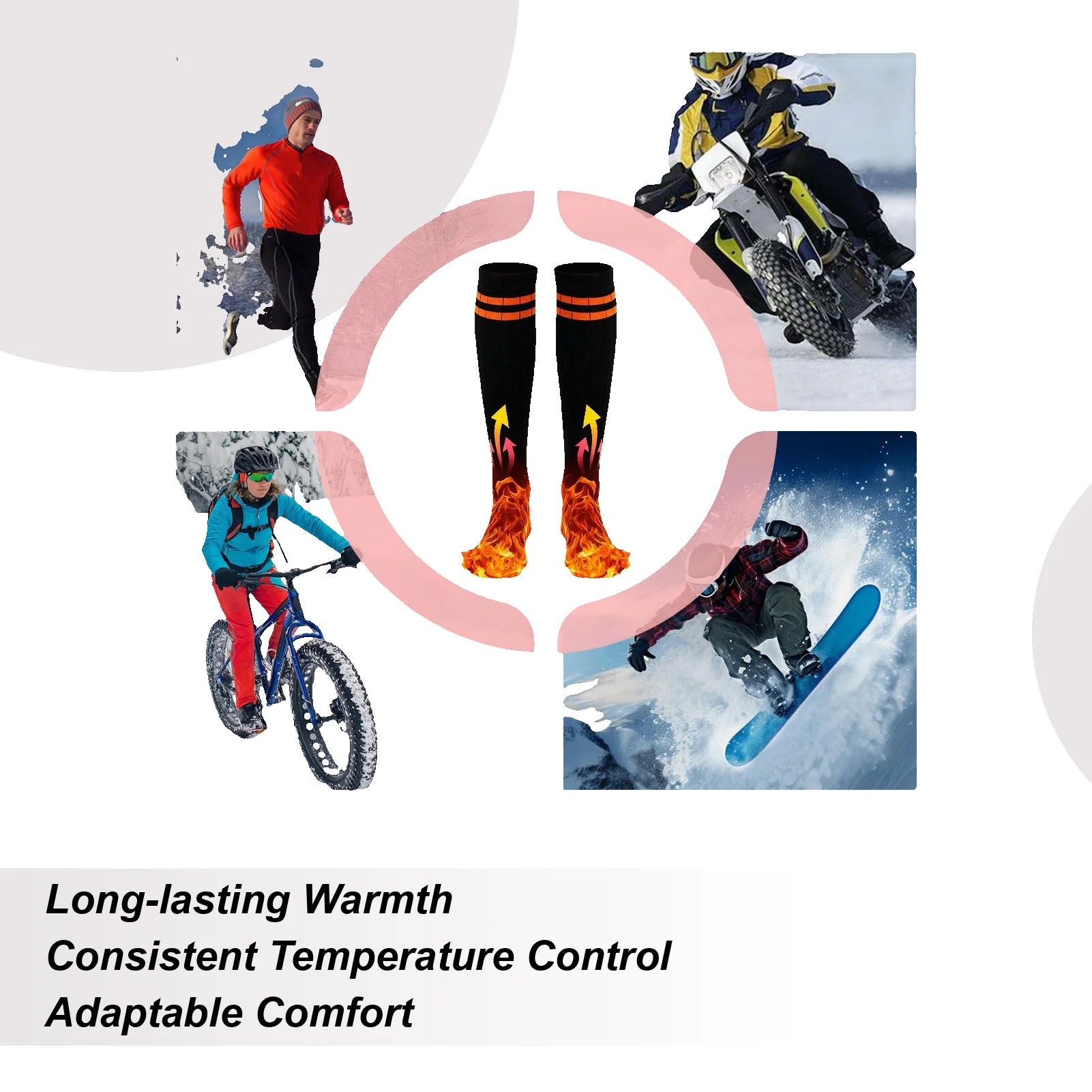 

1 Pair Heated Socks Quick Heating Long Lasting Winter Foot Warmers Socks for Cold Weather Fishing Skiing Backpacking Camping