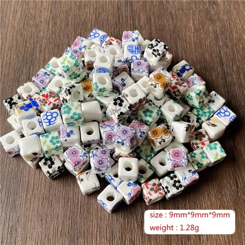15pcs 9*15mm DIY ceramic crafts large hole flower pattern spacer beads for bracelet and necklace making discovery