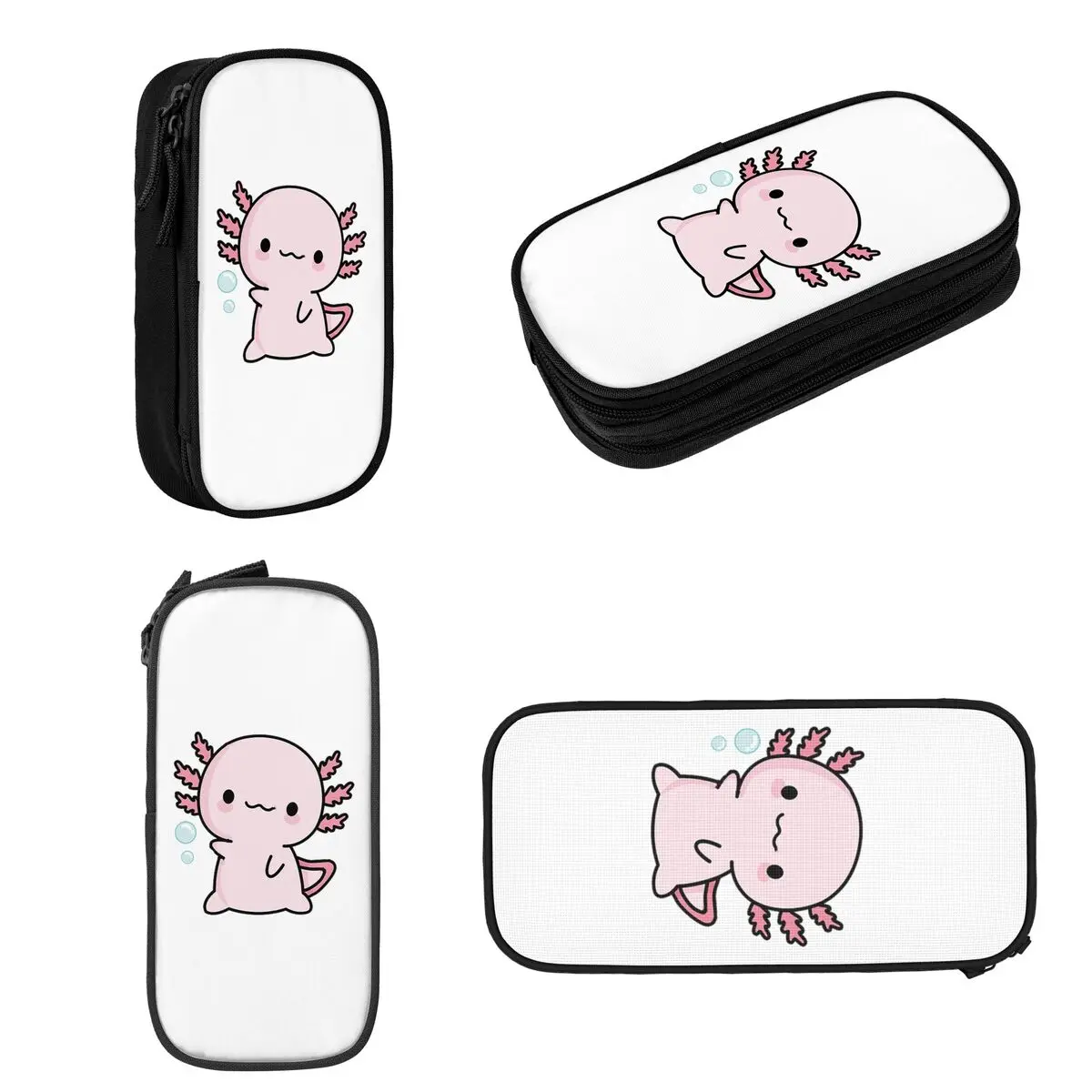 Cute Axolotl Salute Pencil Cases Large Storage Pen Bags Pen Box Pencil Pouch For Boys Girls Students Stationery School Office