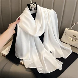 2024 Luxury Brand Spring Large Long Pashmina Women Scarf Solid Silk Shawl Wrap Lady Beach Fashion Female Bandana Cover Echarpe