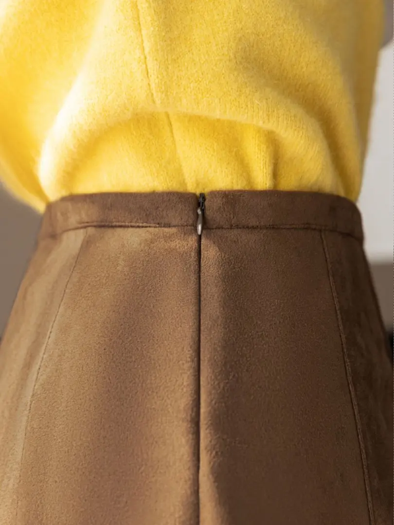 الأمريكية الرجعية الخريف الشتاء الجلد المدبوغ مطوي تنورة امرأة عالية الخصر الكاكي عادية الحلو متزلج التنانير القصيرة سيدة