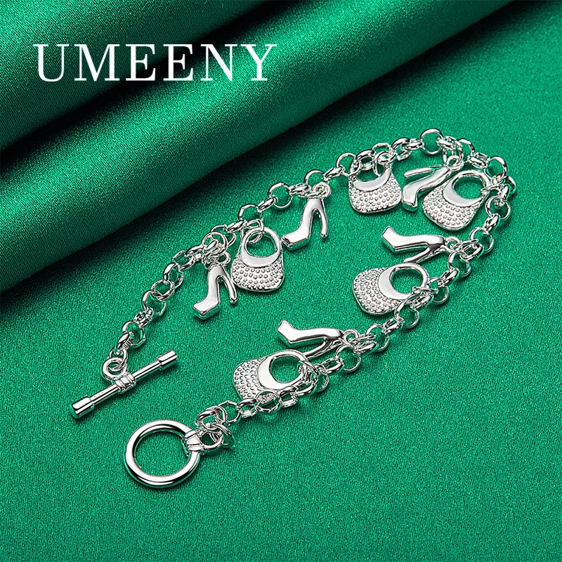 

Luxury 925 Sterling Silver 8 Inch Roman Bracelet Women Fashion Gift Jewelry Hip Hop Party