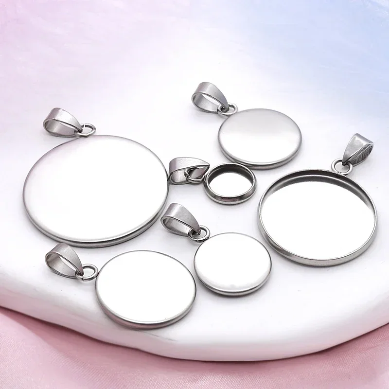 10pcs/lot Fit 8mm-25mm Stainless Steel Resin Blank Cabochon BaseTray Setting Bezels Pendant Charms for Jewelry Making B27