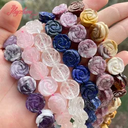 14mm Flower Double Carved Natural Stone Spacer Bead for DIY Accessories Charm Pendant Necklace Bracelet Jewelry Making 15