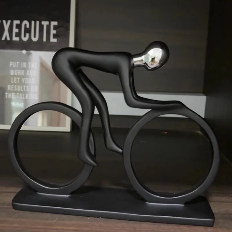 Abstract Bicycle Rider Statue, Modern Figurines, Sculpture, Sportsman Bike, Cyclist Cycle, Office, Living Room Decor