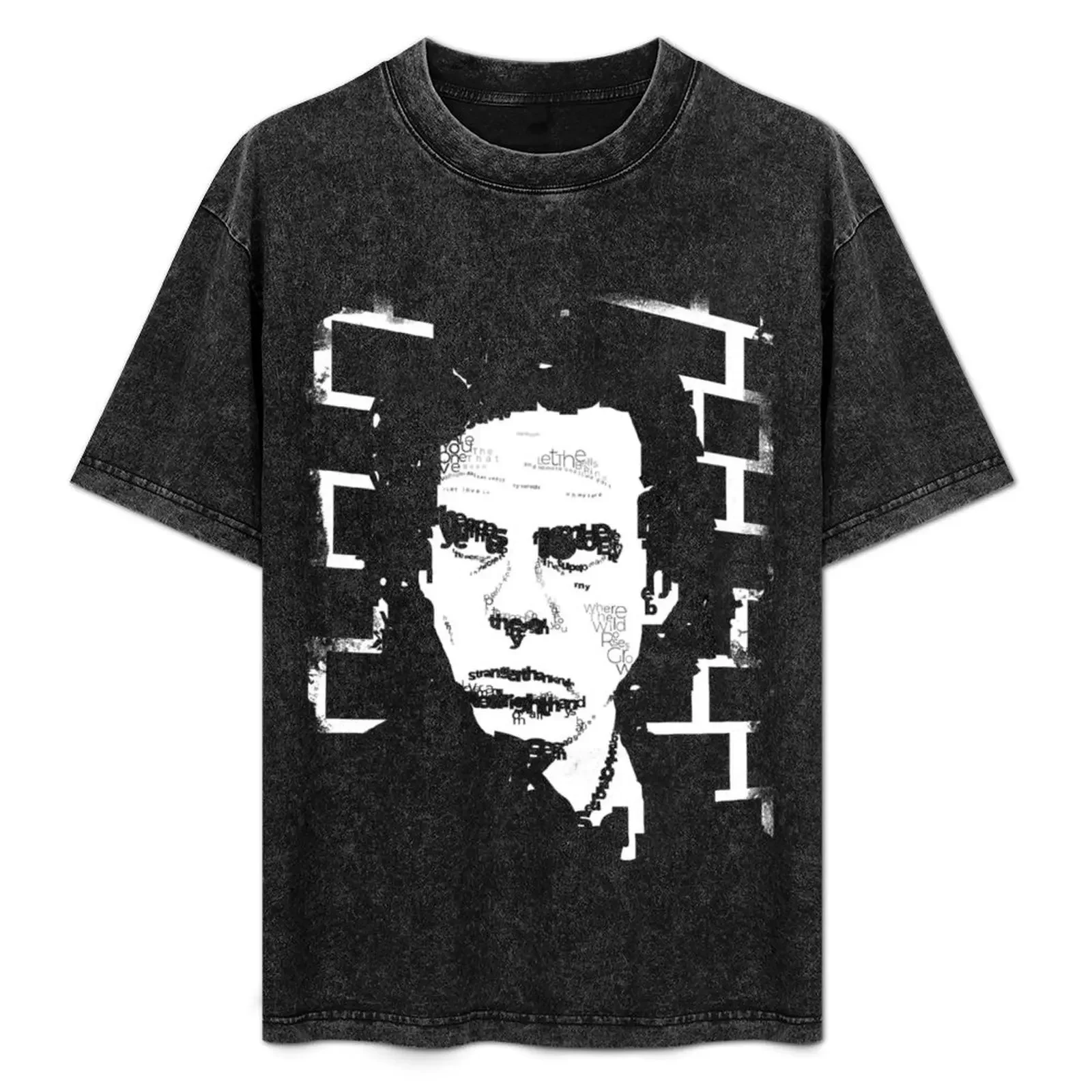 

Nick Cave Typographic Portr T-Shirt man t shirt cotton high quality t shirt custom print T-Shirt