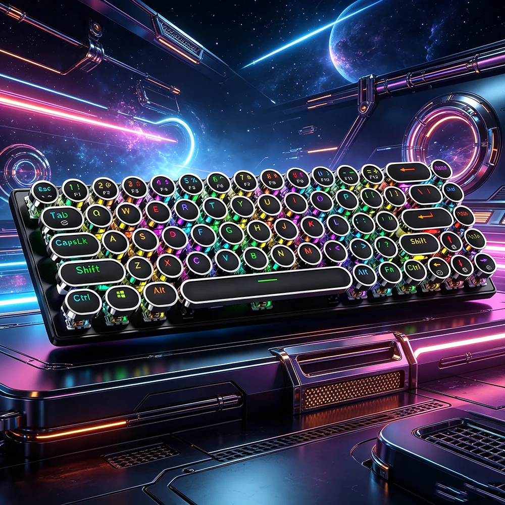 Punk Mechanical Keyboard 68 Keys RGB Tri-Mode Bluetooth 2.4G Wireless Wired Hot-Swappable DK68 Gaming Keyboard for PC Mac