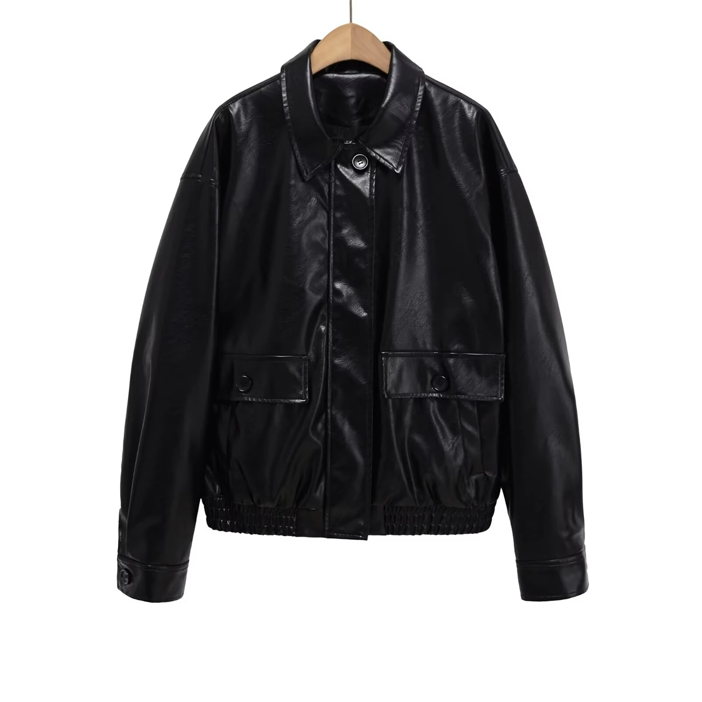

Women's Jacket 2025 New Arrival Casual Fashion Leather Jacket with Pocket Details and Zipper