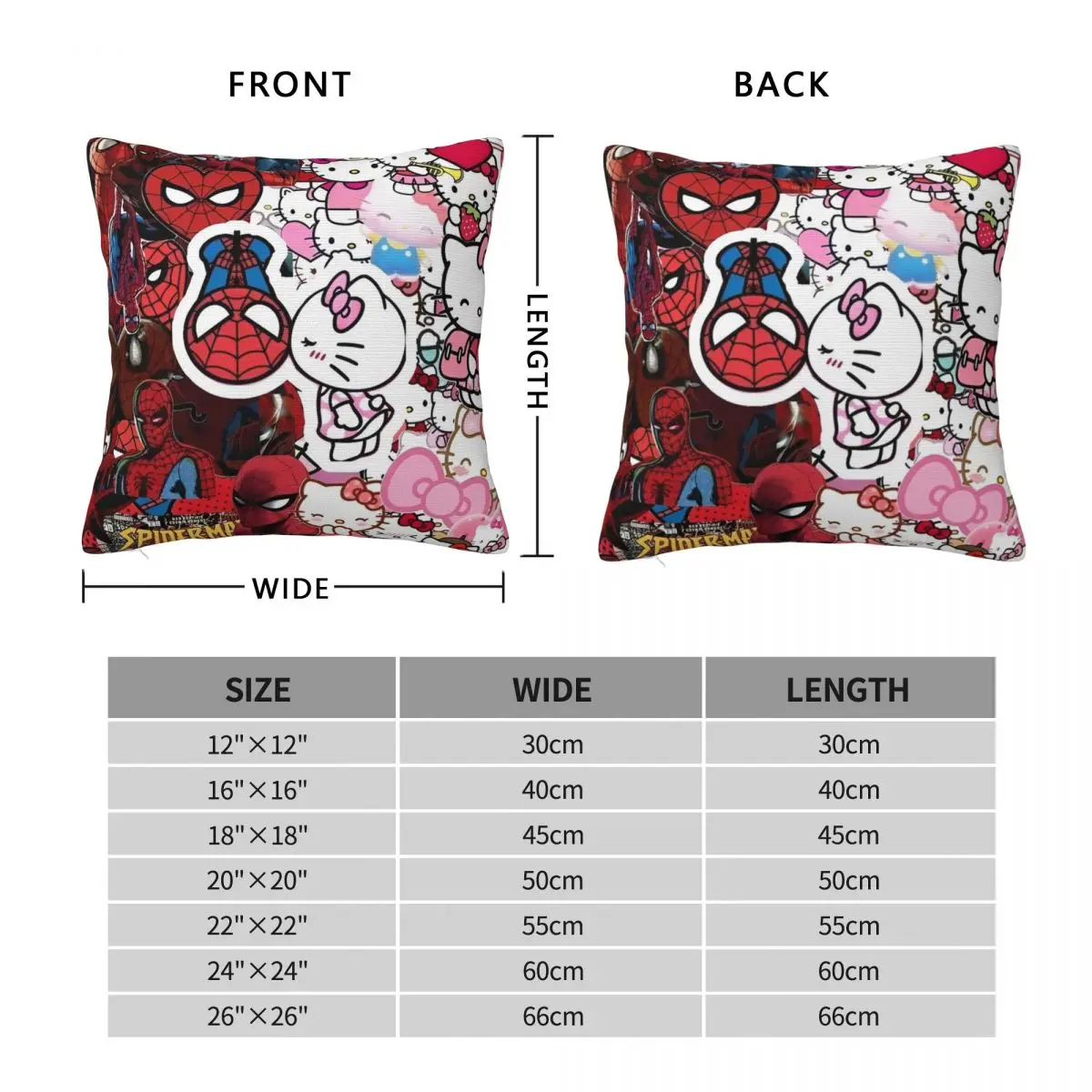 Hello Kitty Spiderman Pillow Case Cushion Cover Square Design Pillow Cover Morden Pillowcases For Sofa Bedroom Home Decor