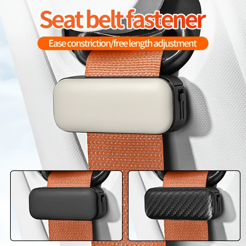 Car Seat Belt Adjuster, PU Surface Seat Belt Locator, Adjustable Belt Limit Clip to Reduce Shrinkage, Interior Additions