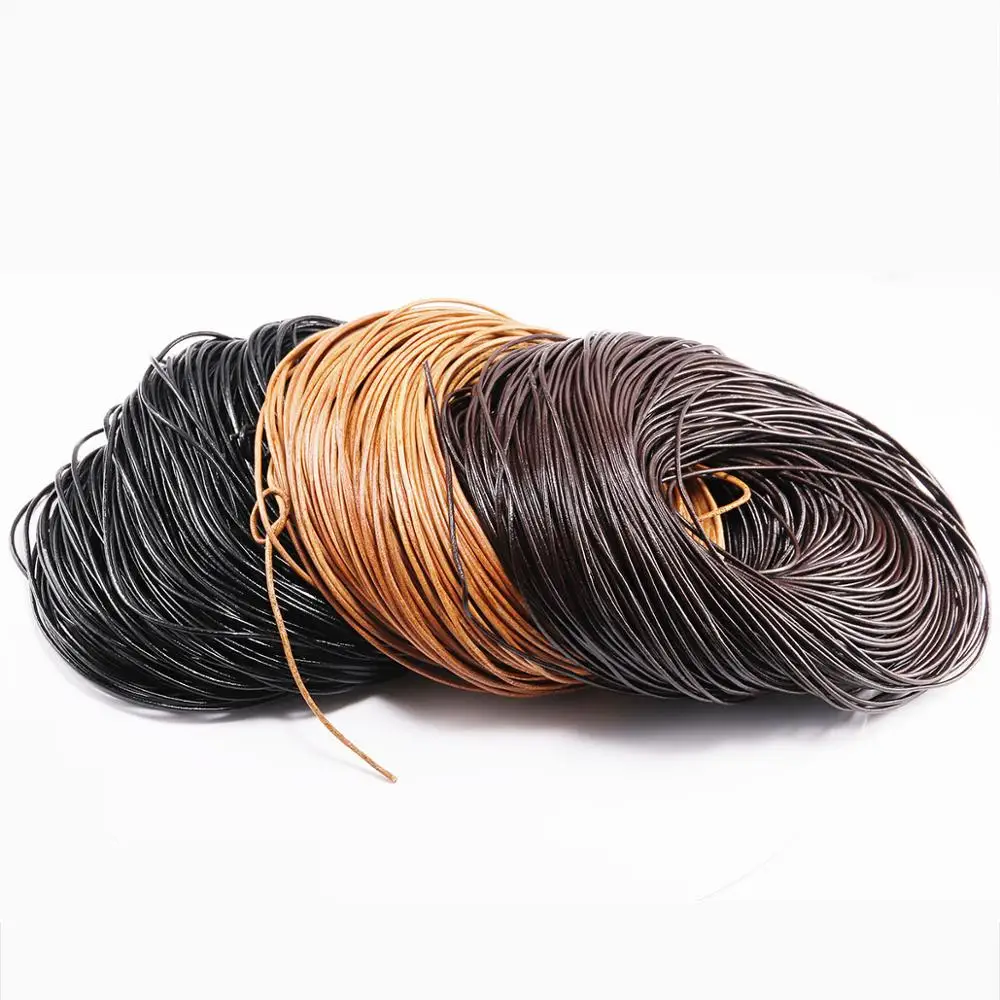

2/5 Meters/Lot 1-6mm Genuine Cow Leather Round Thong Cord DIY Bracelet Findings Rope String For Jewelry Making 2030