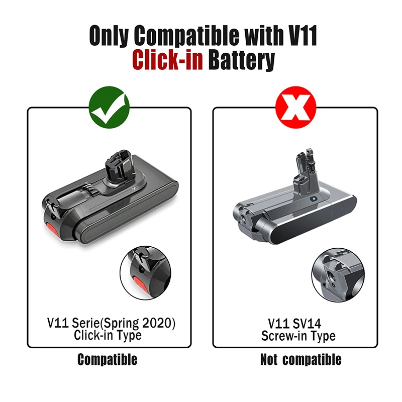 Latest Upgraded 25.2V 6800mAh Battery for Dyson V11 Vacuum Cleaner SV15 SV16 SV17 SV18 SV22 Replacement Battery Buckle Version
