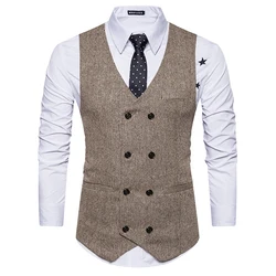 Fashion Suit Vest Men Formal Dress Colete Masculino Herringbone Gilet Fitness Sleeveless Jacket Wedding Waistcoat Men plus size