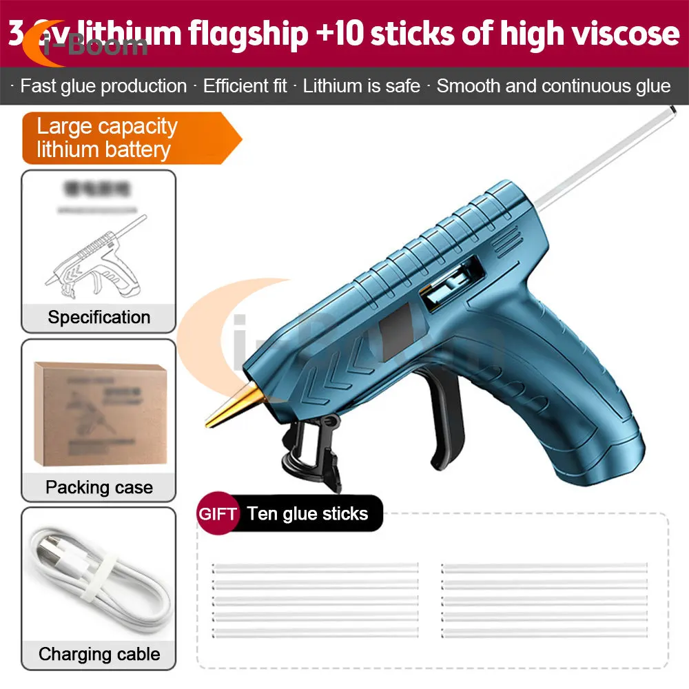 130W DIY Electric Glue Gun for Makita 18V / 21V Battery DIY Hot Melt Welding Hot Air Gun Anti-scald Nozzle with 7mm Sticks