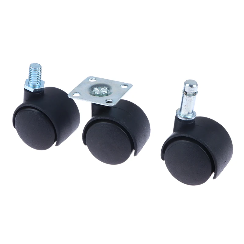 1Pair 2inch Universal Plastic Wheel Swivel Caster Roller Wheel Furniture Office Chair Caster With Brake DIY