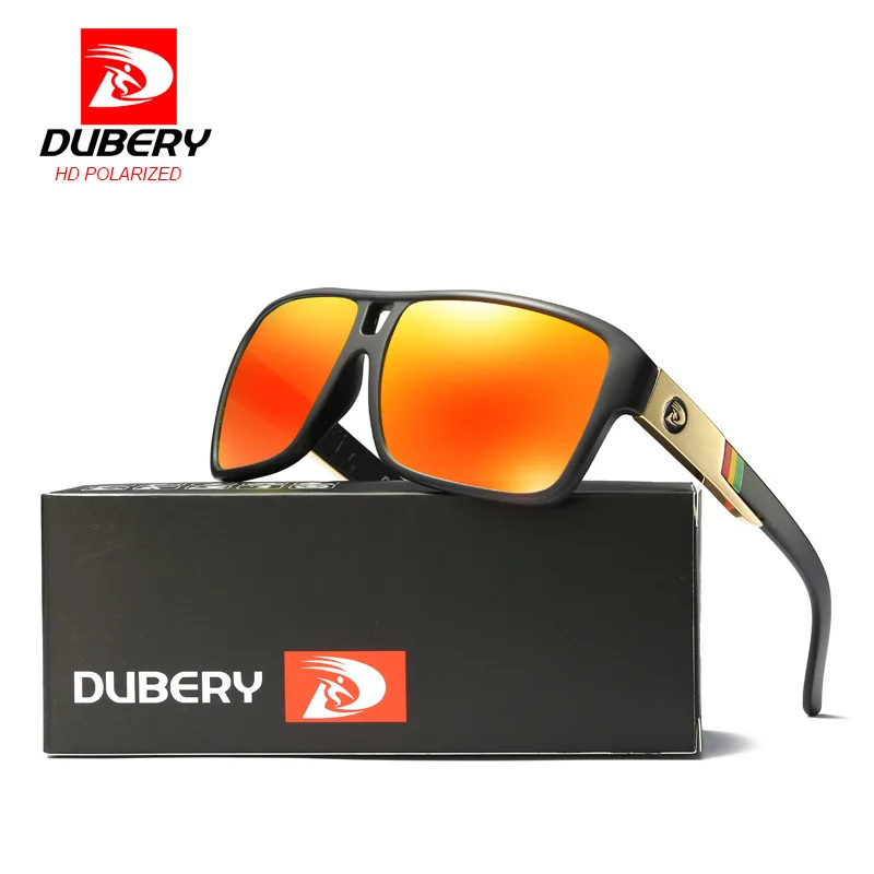 

DUBERY Fashion Mirror Sunglasses for Men Sports Eyewear Women Polarized Big Size Sun Glasses UV400 Protection With Black Case