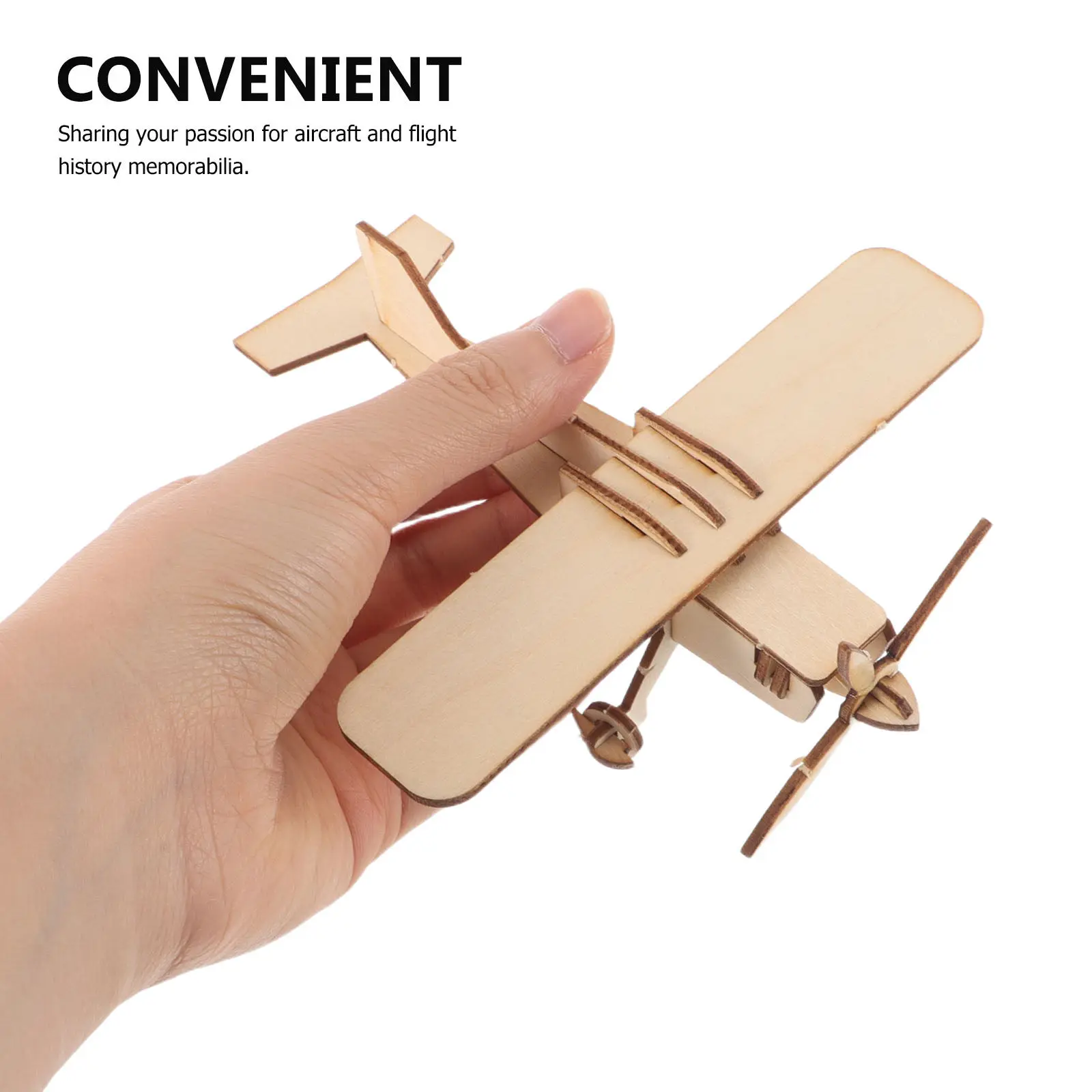 

Wooden DIY Airplane Smooth Edges Mini Assemble Painting Plane 3D Puzzle Handicraft Ornament Crafts Model Airplane with Bracket